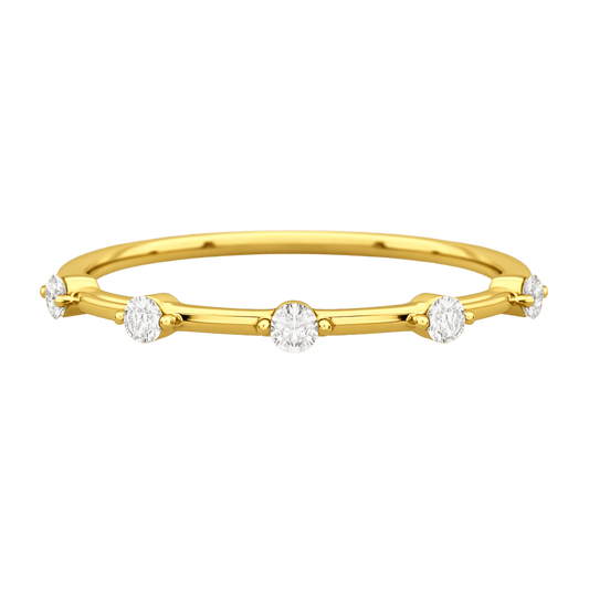 Round Cut Thin Wedding Stacking Band with Lab Grown Diamond