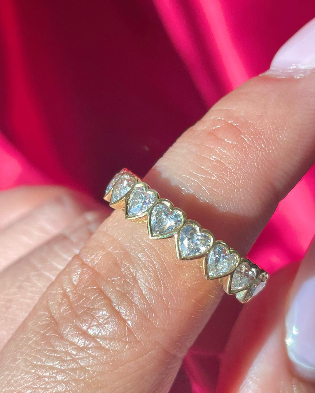 3 Carat Heart Cut Diamond Wedding Band - Evara Jewelry LLC