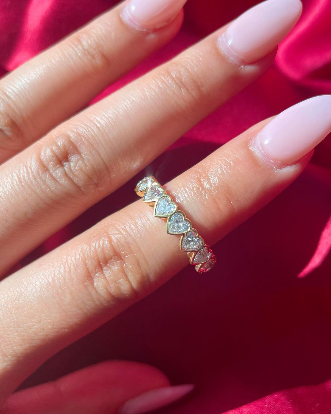 3 Carat Heart Cut Diamond Wedding Band - Evara Jewelry LLC