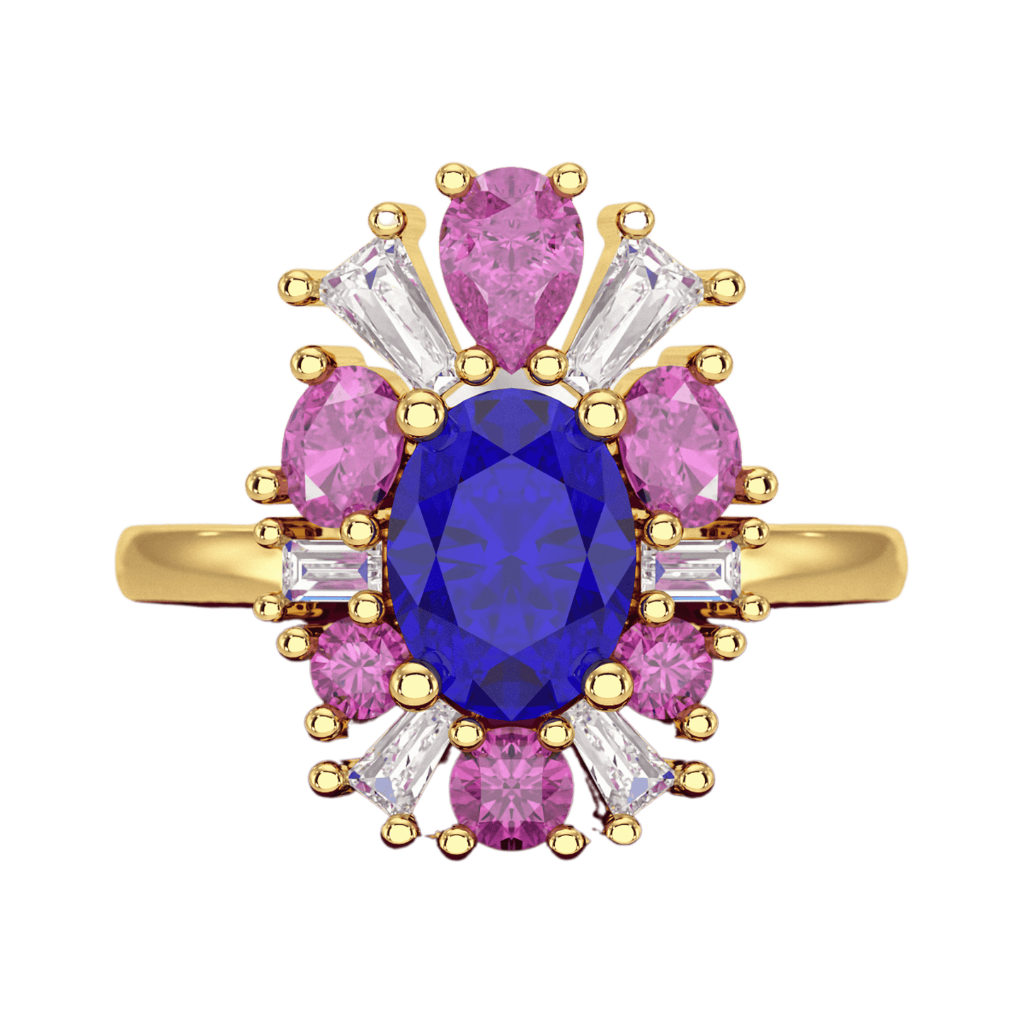 Tanzanite Tourmaline & Diamond Victorian Era Engagement Ring