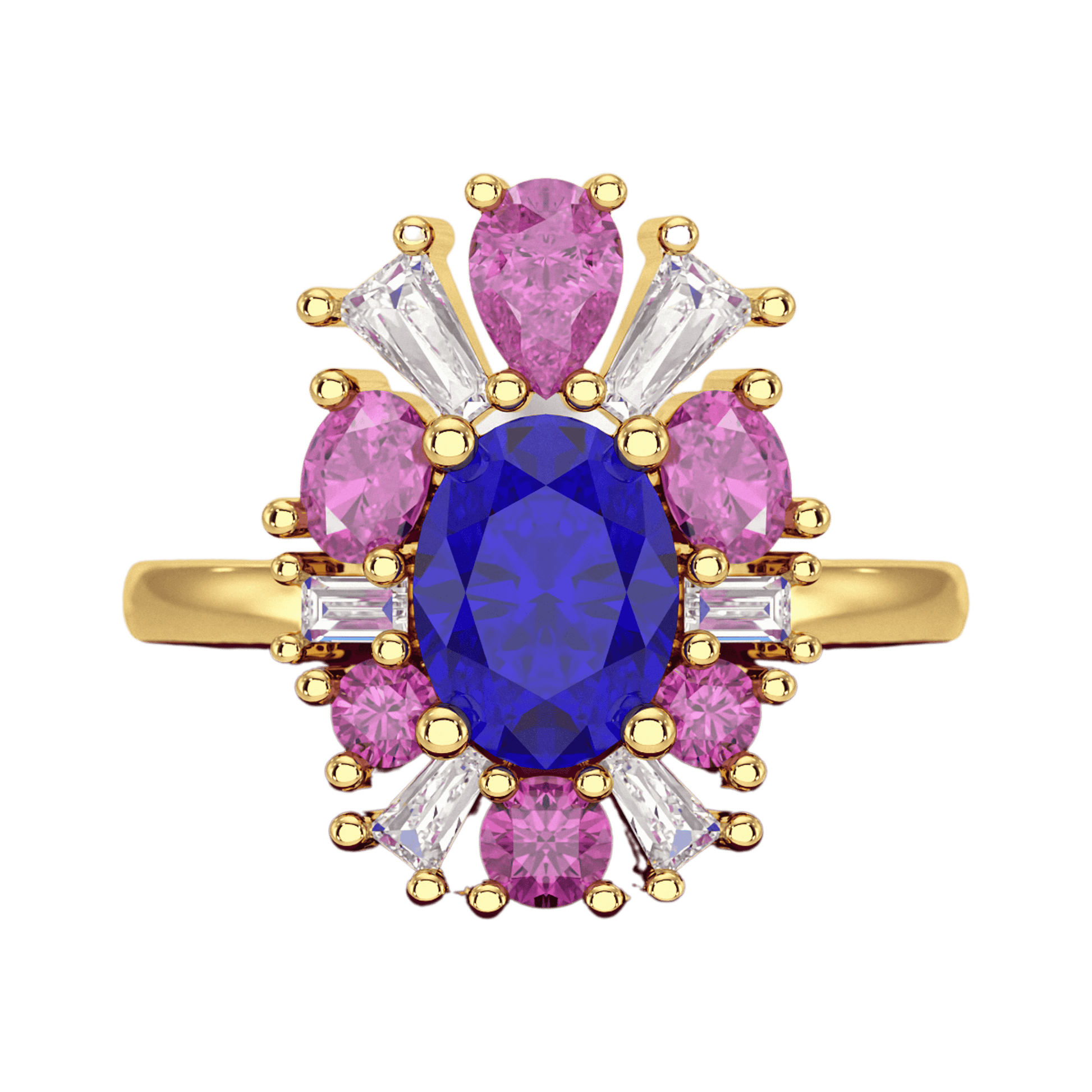 Tanzanite Tourmaline & Diamond Victorian Era Engagement Ring