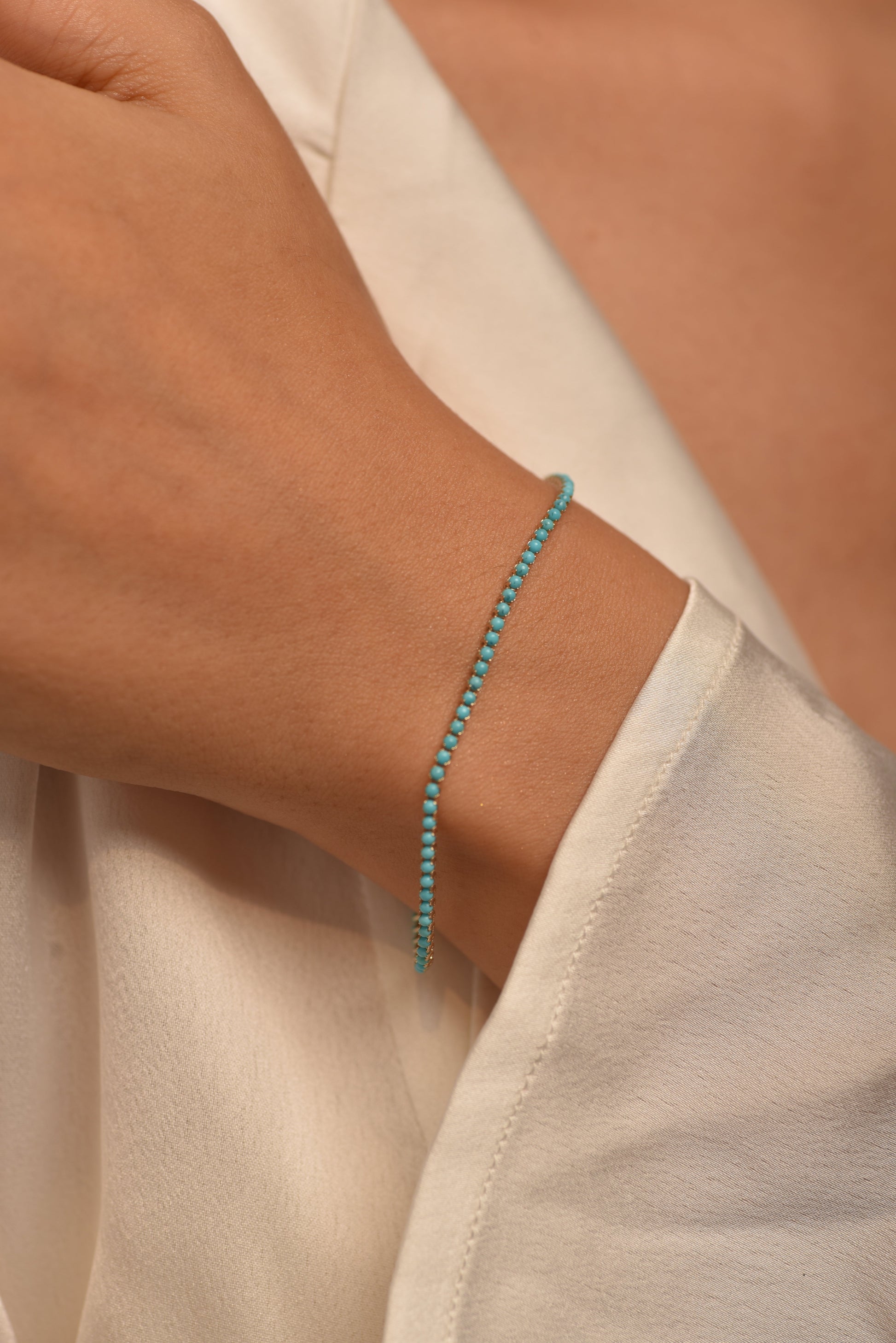 Turquoise Tennis Bracelet in 14K/18K Gold