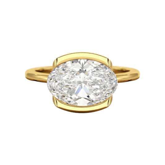3 Carat Oval Half Bezel Engagement Ring - Evara Jewelry LLC