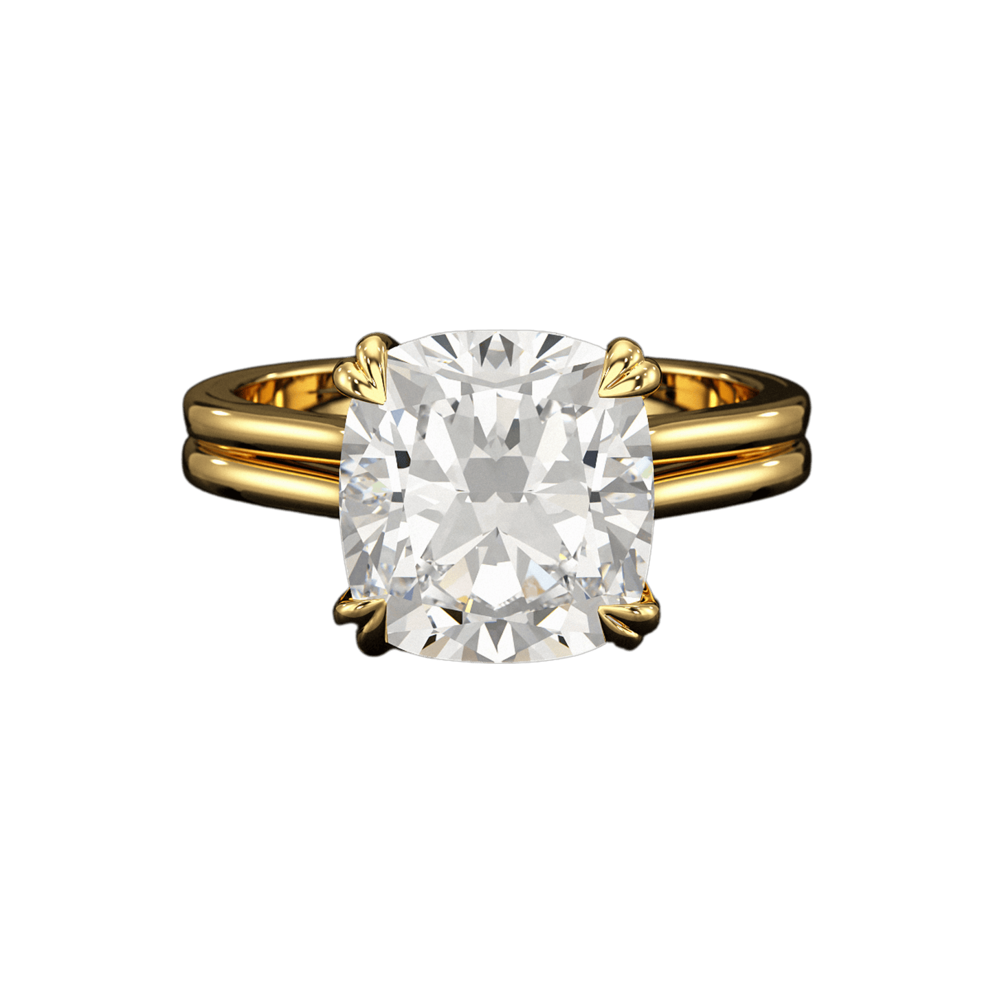 2 Carat Cushion Cut Lab Grown Diamond Twin Band Engagement Ring