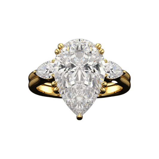 7 Carat Pear Cut Diamond Three Stone Ring with Accent Pear Diamonds