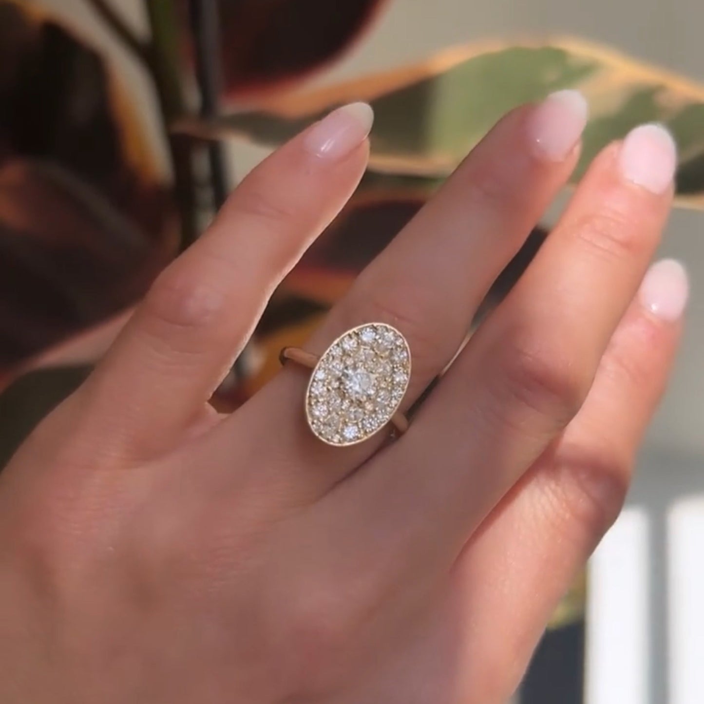 Oval Shape Diamond Mosaic Proposal Ring - Evara Jewelry LLC