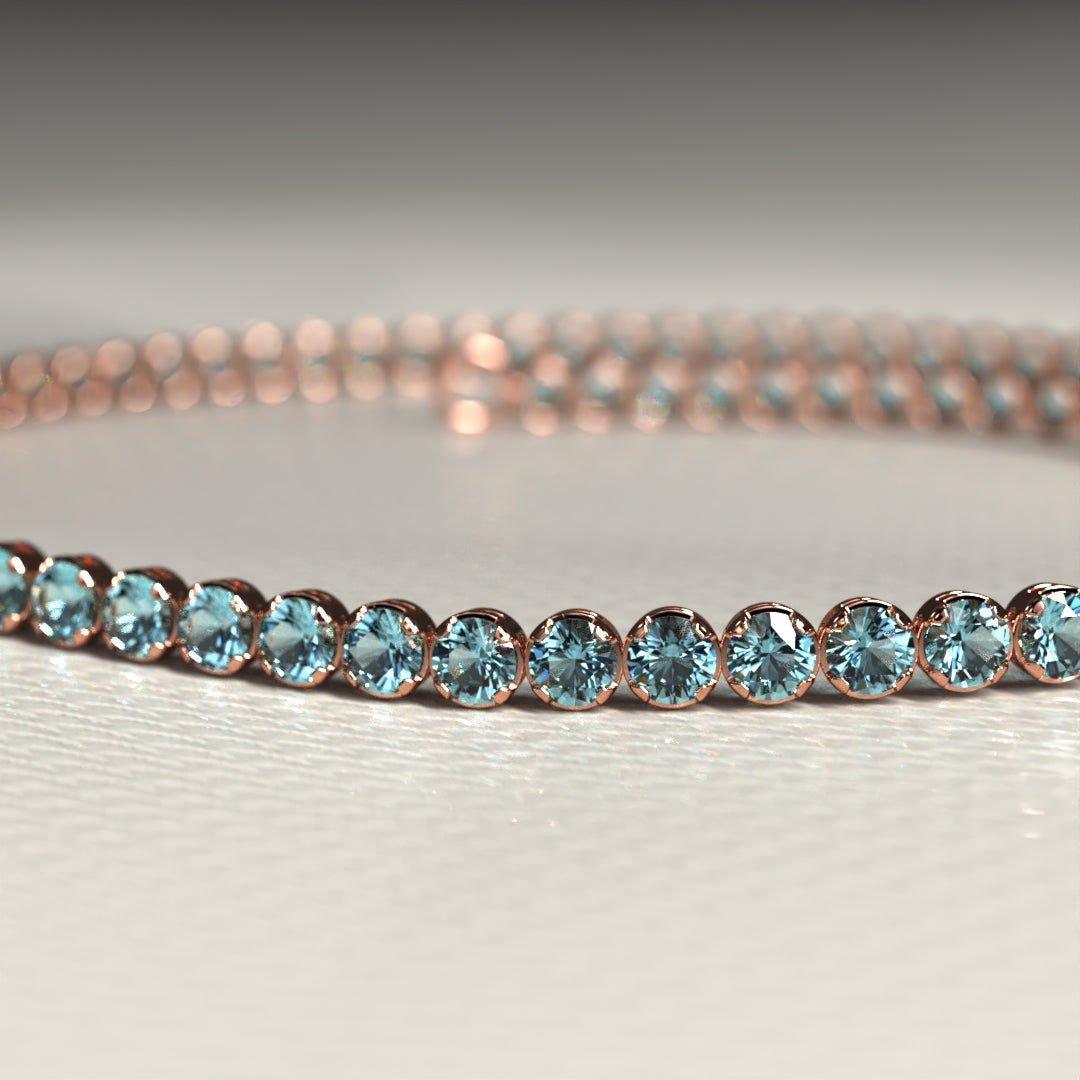 Aquamarine Tennis Bracelet in 14K/18K White Gold - Evara Jewelry LLC