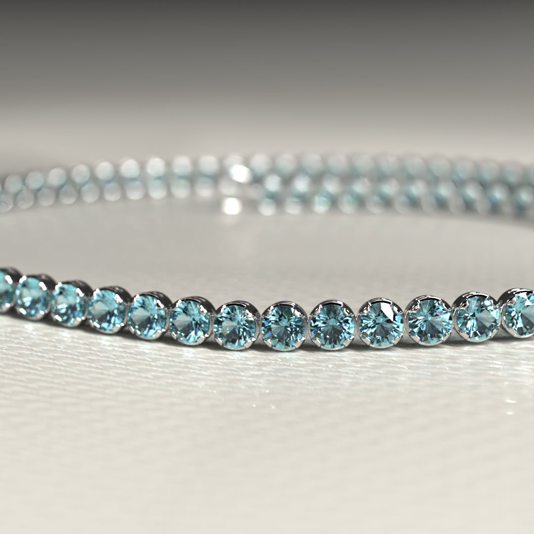 Aquamarine Tennis Bracelet in 14K/18K White Gold - Evara Jewelry LLC