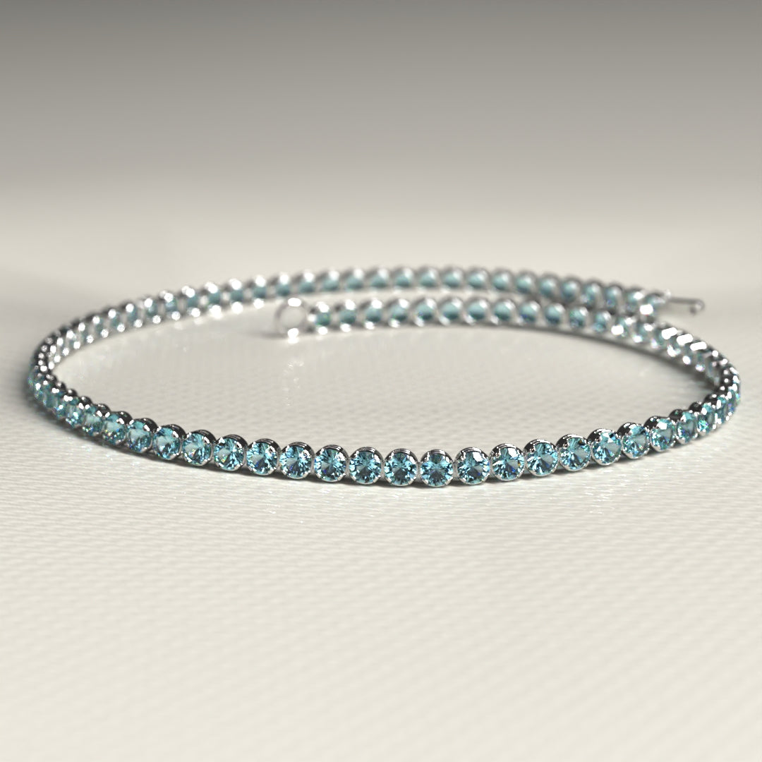 Aquamarine Tennis Bracelet in 14K/18K White Gold - Evara Jewelry LLC