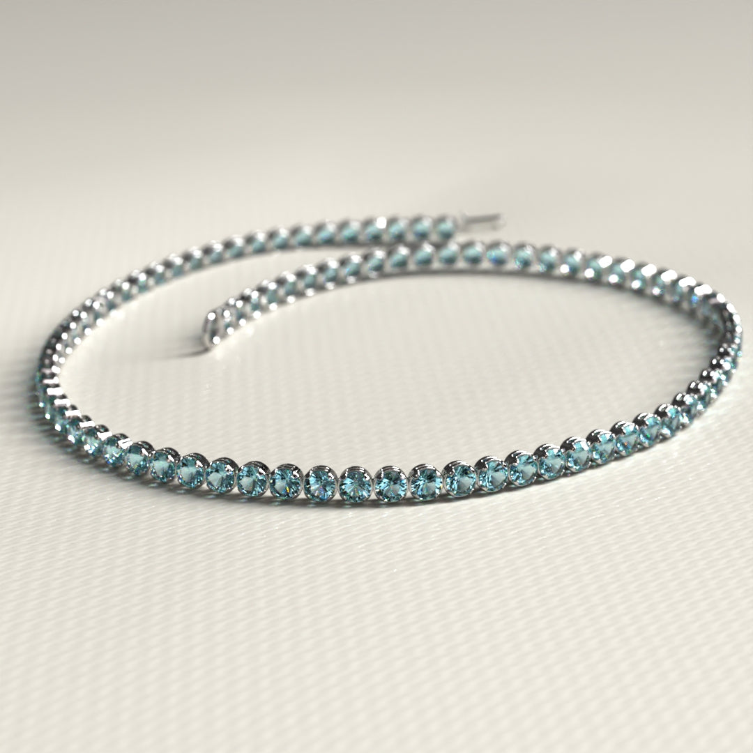 Aquamarine Tennis Bracelet in 14K/18K White Gold - Evara Jewelry LLC