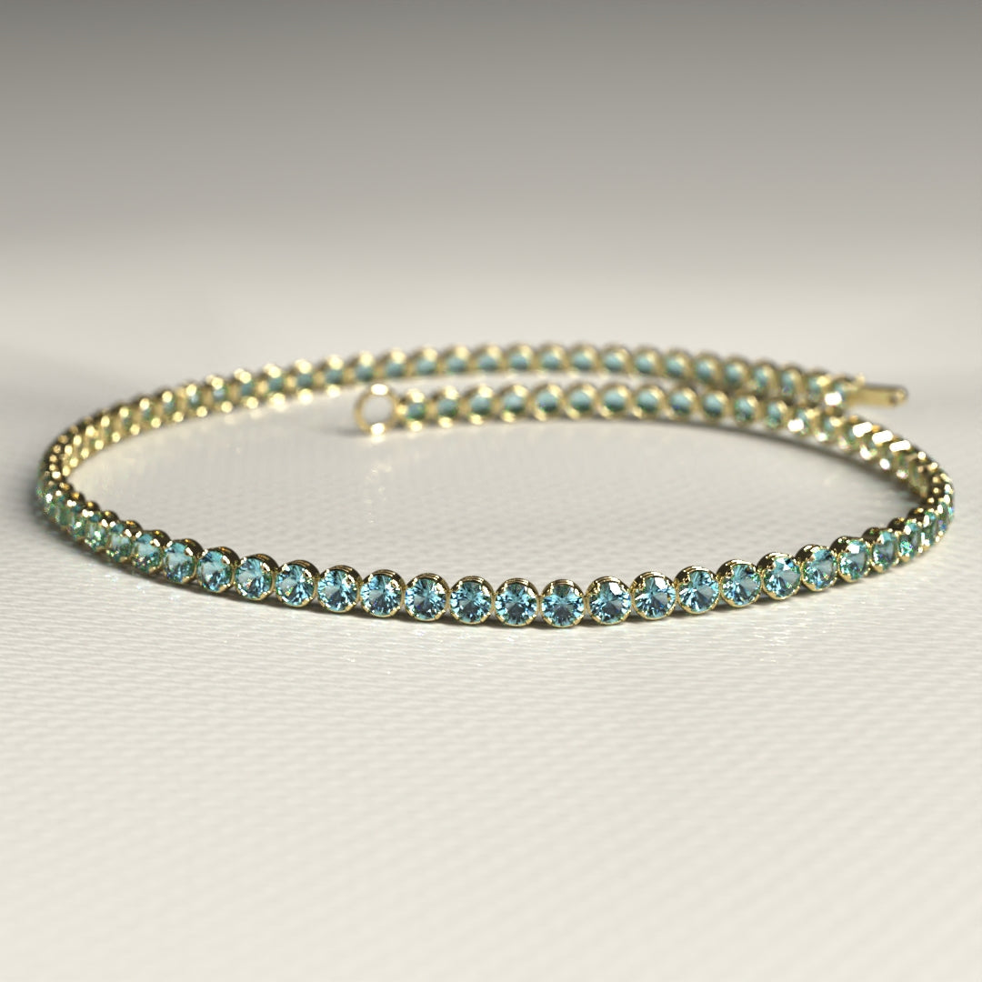 Aquamarine Tennis Bracelet in 14K/18K White Gold - Evara Jewelry LLC