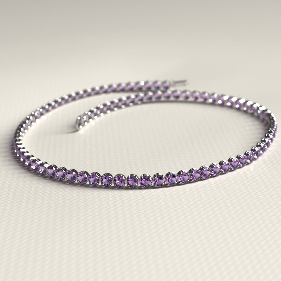Amethyst Tennis Bracelet in 14K/18K Gold / February Birthstone Bracelet / Purple Stacking Bracelet - Evara Jewelry LLC