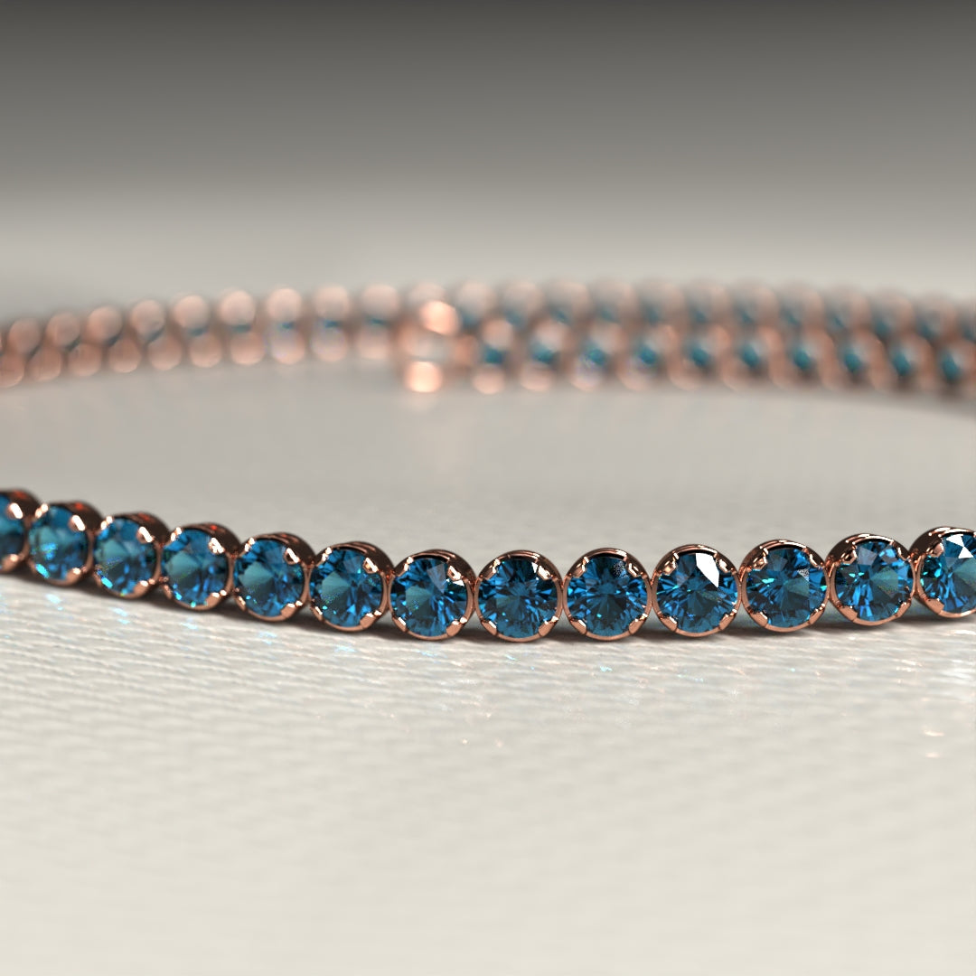 London Blue Topaz Tennis Bracelet in 14K/18K White Gold / November Birthstone Bracelet - Evara Jewelry LLC