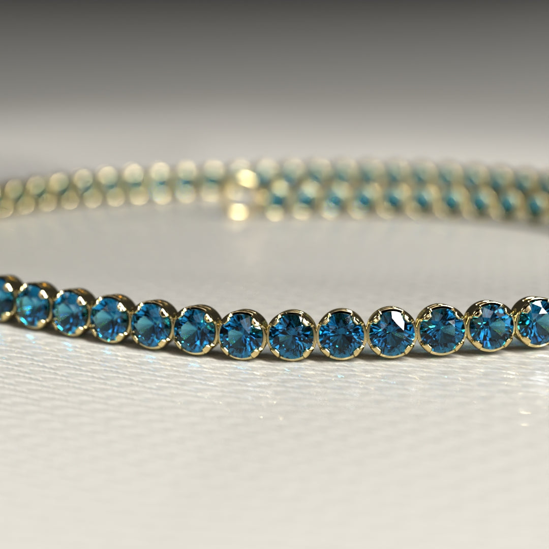 London Blue Topaz Tennis Bracelet in 14K/18K White Gold / November Birthstone Bracelet - Evara Jewelry LLC
