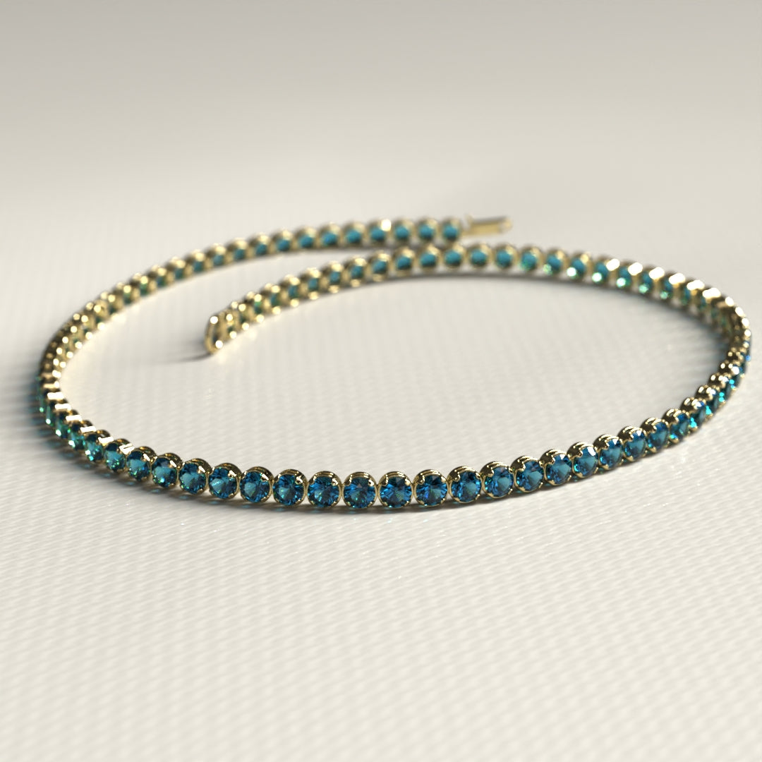 London Blue Topaz Tennis Bracelet in 14K/18K White Gold / November Birthstone Bracelet - Evara Jewelry LLC