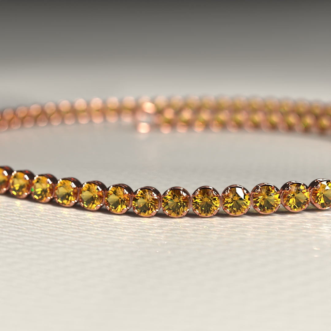 Personalized Citrine Tennis Bracelet in 14K/18K Yellow Gold / November Birthstone Bracelet - Evara Jewelry LLC