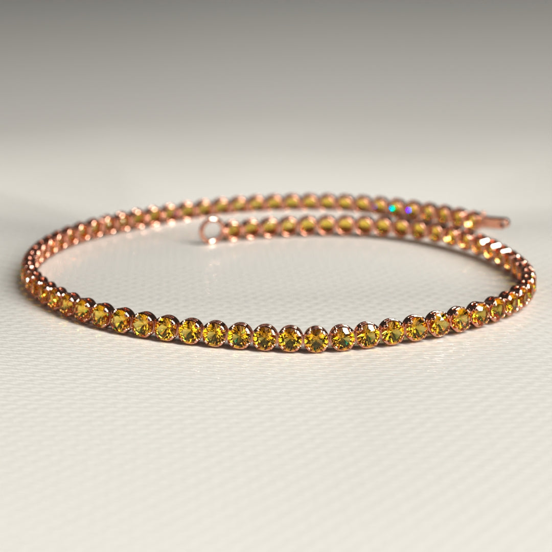 Personalized Citrine Tennis Bracelet in 14K/18K Yellow Gold / November Birthstone Bracelet - Evara Jewelry LLC
