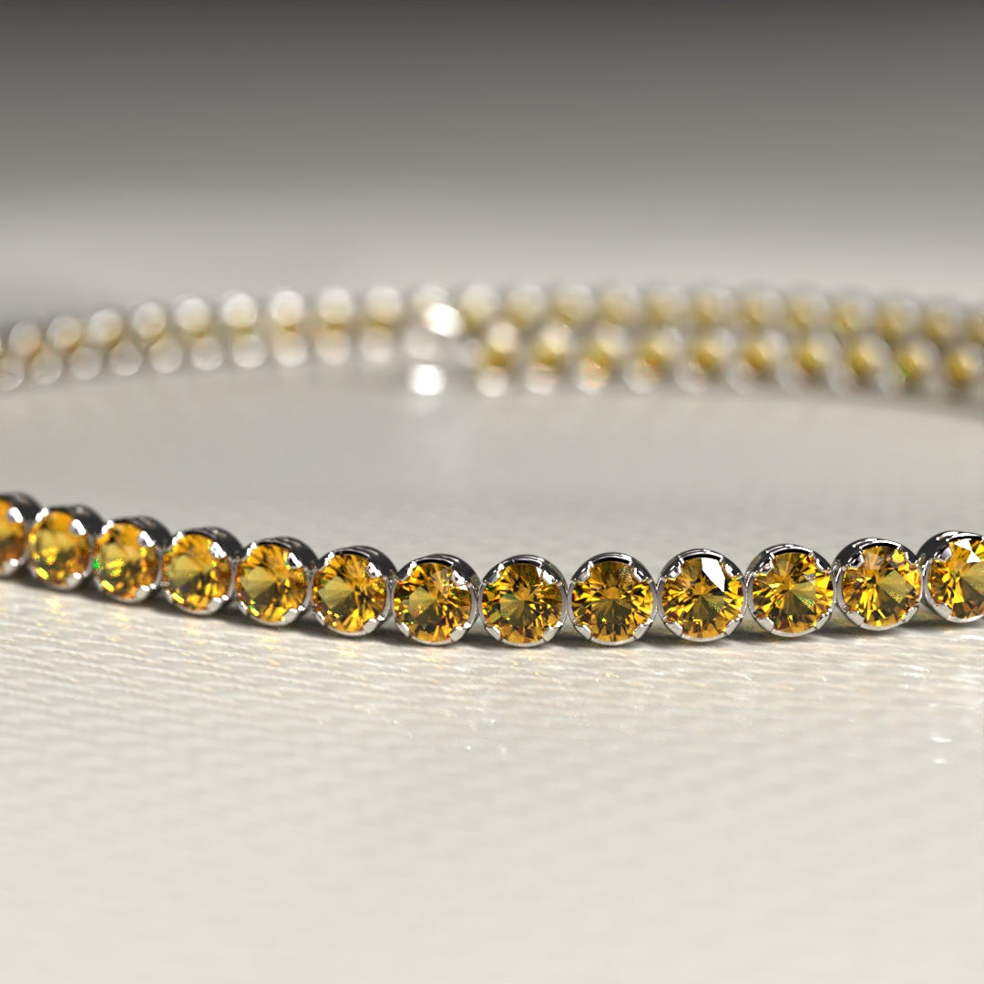 Personalized Citrine Tennis Bracelet in 14K/18K Yellow Gold / November Birthstone Bracelet - Evara Jewelry LLC