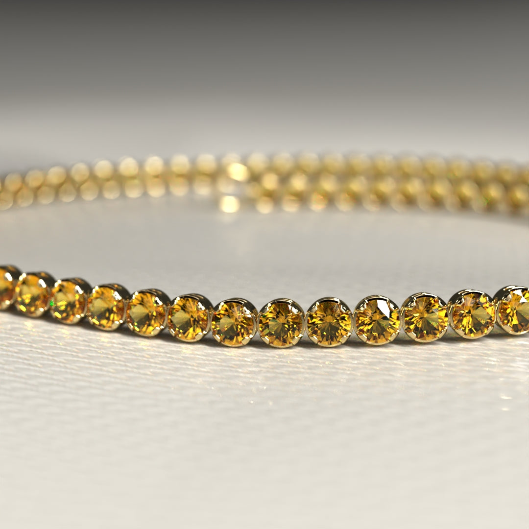 Personalized Citrine Tennis Bracelet in 14K/18K Yellow Gold / November Birthstone Bracelet - Evara Jewelry LLC