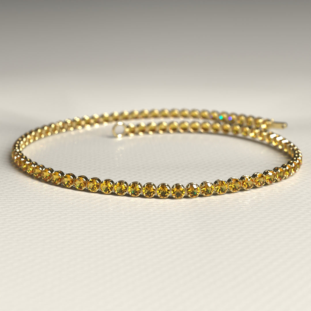 Personalized Citrine Tennis Bracelet in 14K/18K Yellow Gold / November Birthstone Bracelet - Evara Jewelry LLC