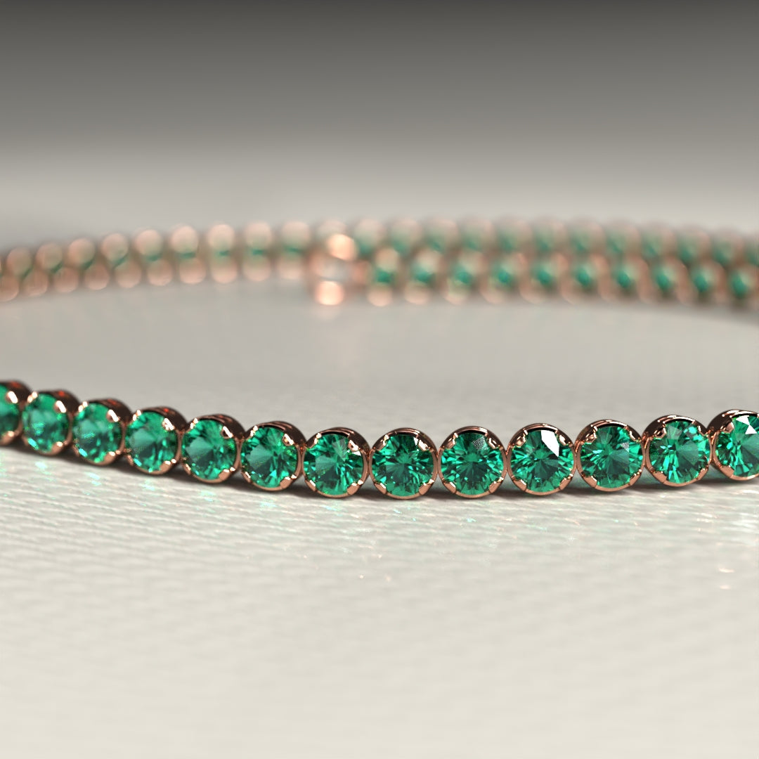 Natural Emerald Tennis Bracelet in 14K/18K Gold / May Birthstone Bracelet - Evara Jewelry LLC