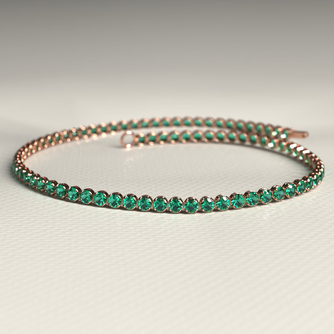 Natural Emerald Tennis Bracelet in 14K/18K Gold / May Birthstone Bracelet - Evara Jewelry LLC