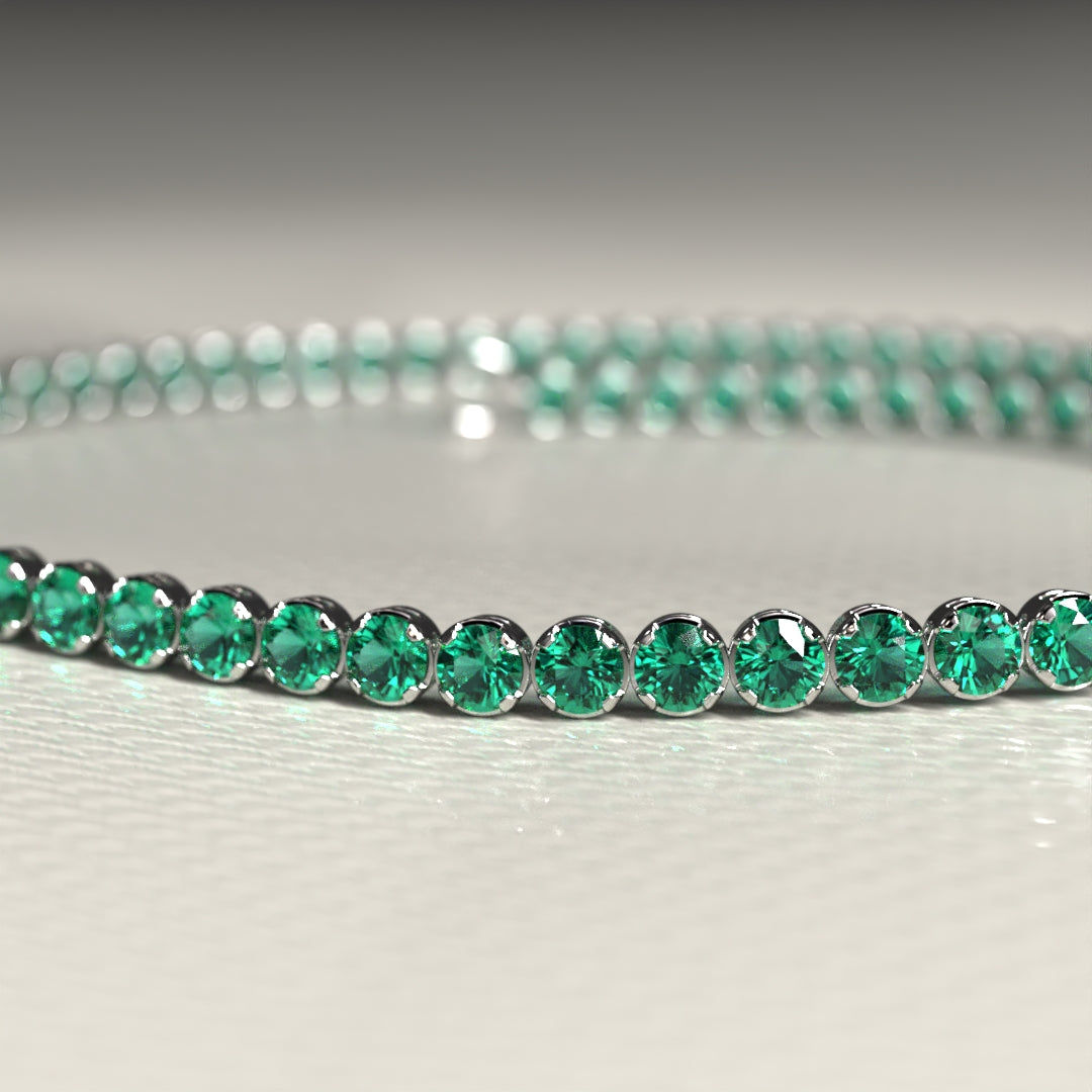 Natural Emerald Tennis Bracelet in 14K/18K Gold / May Birthstone Bracelet - Evara Jewelry LLC