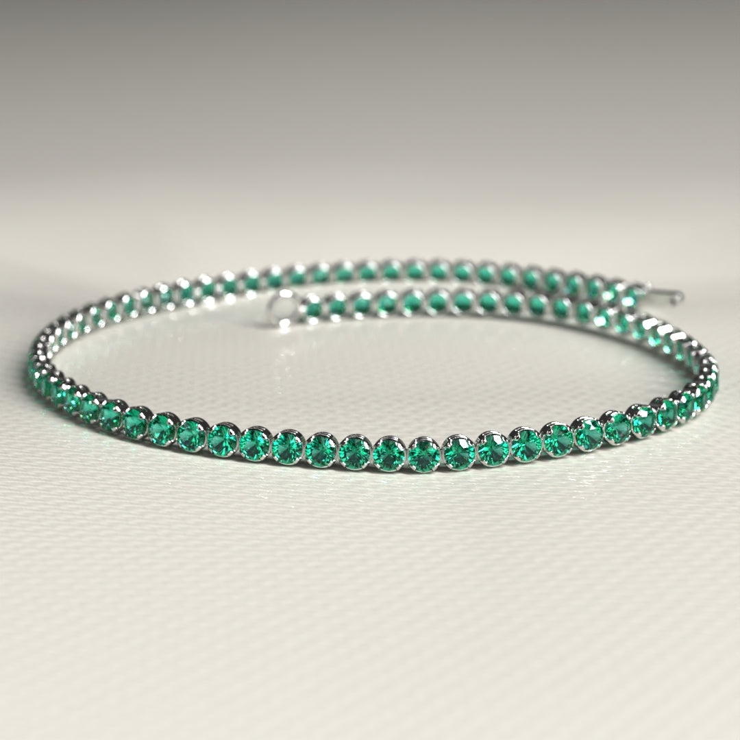 Natural Emerald Tennis Bracelet in 14K/18K Gold / May Birthstone Bracelet - Evara Jewelry LLC