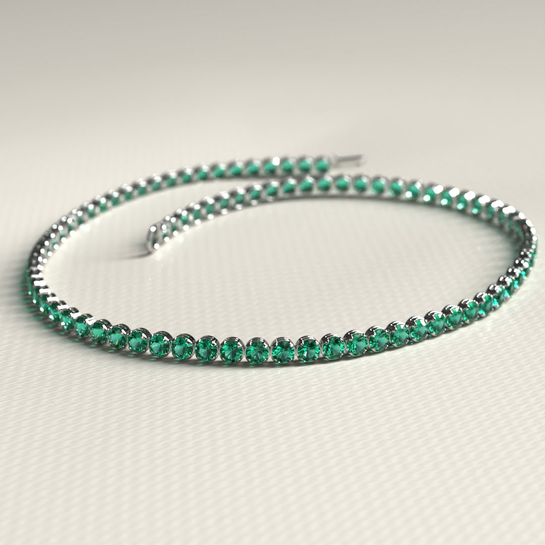 Natural Emerald Tennis Bracelet in 14K/18K Gold / May Birthstone Bracelet - Evara Jewelry LLC