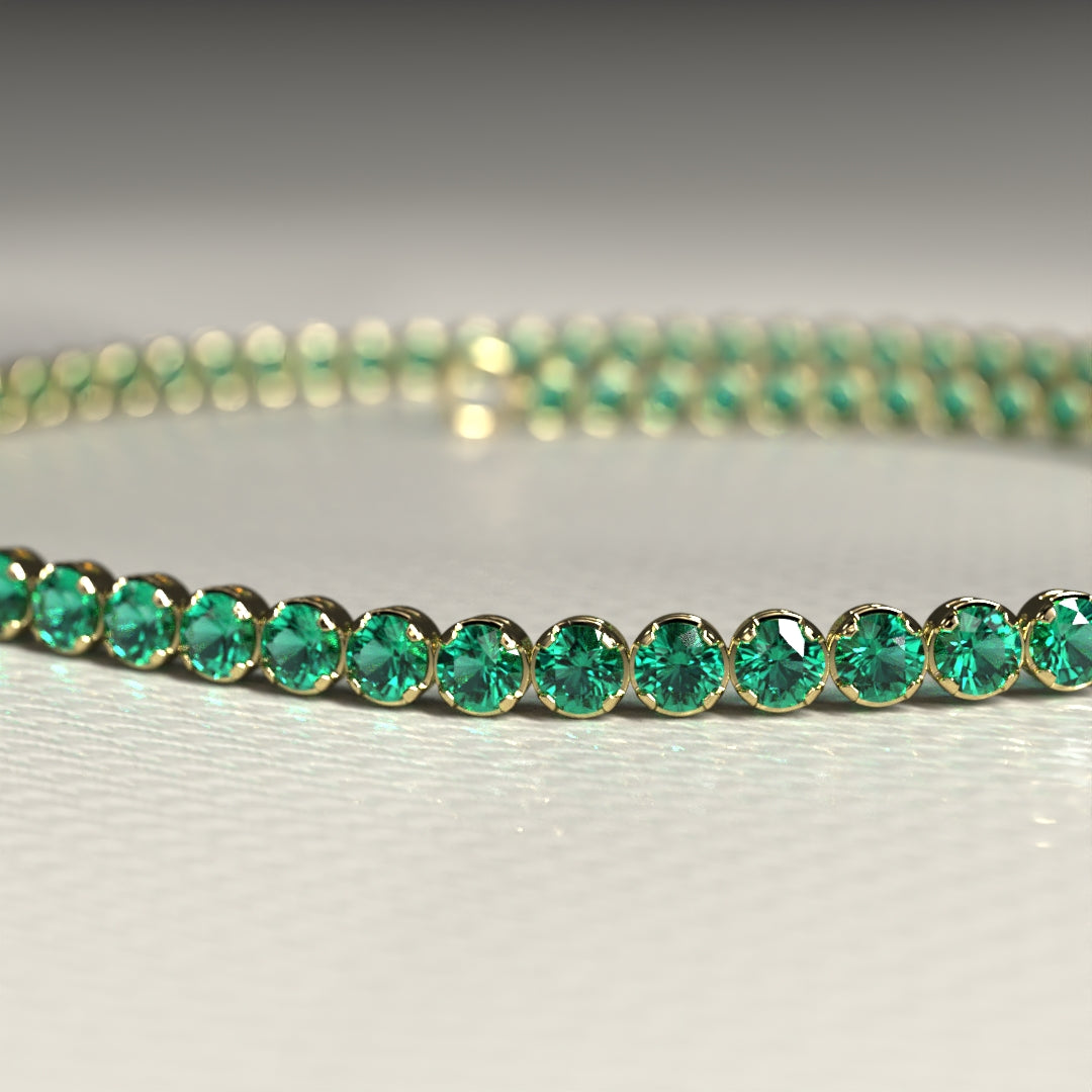 Natural Emerald Tennis Bracelet in 14K/18K Gold / May Birthstone Bracelet - Evara Jewelry LLC