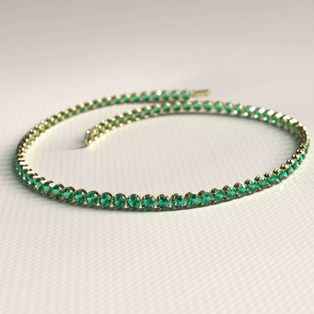 Natural Emerald Tennis Bracelet in 14K/18K Gold / May Birthstone Bracelet - Evara Jewelry LLC