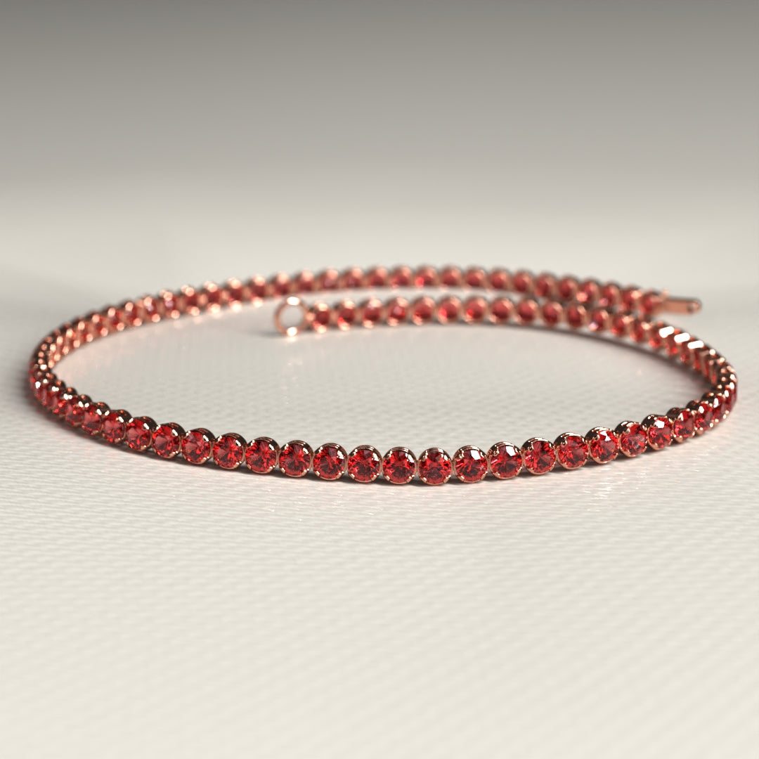 Red Garnet Tennis Bracelet in 14K/18K Solid Gold - Evara Jewelry LLC