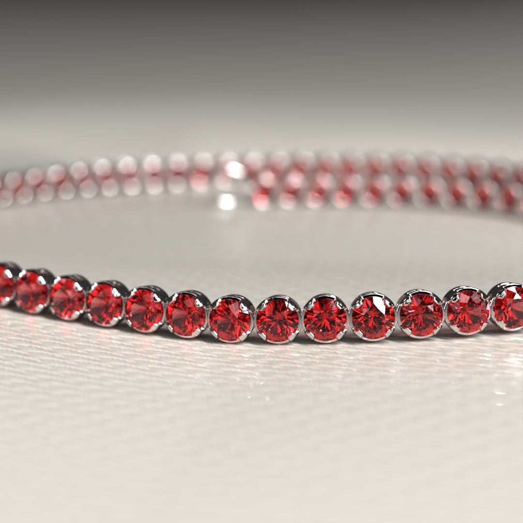 Red Garnet Tennis Bracelet in 14K/18K Solid Gold - Evara Jewelry LLC