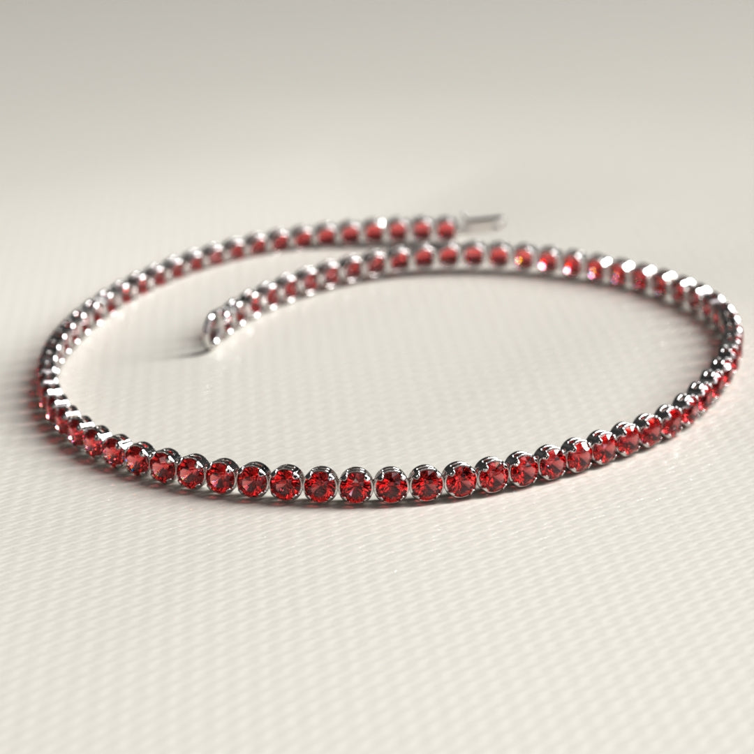 Red Garnet Tennis Bracelet in 14K/18K Solid Gold - Evara Jewelry LLC