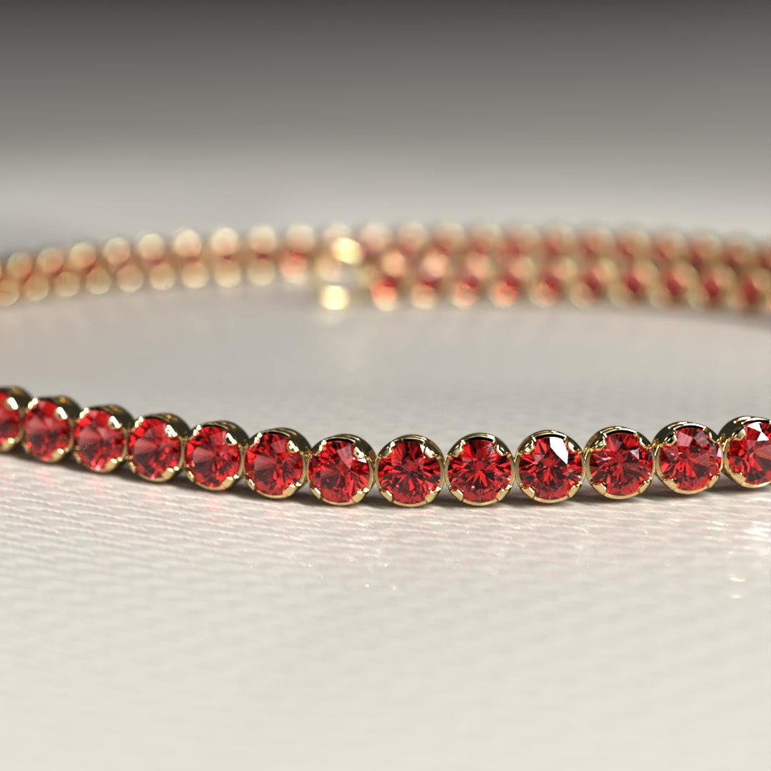 Red Garnet Tennis Bracelet in 14K/18K Solid Gold - Evara Jewelry LLC