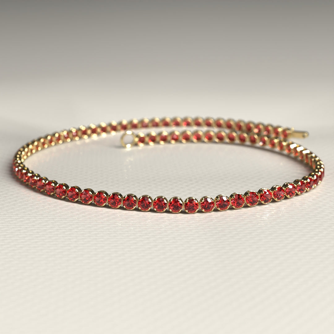 Red Garnet Tennis Bracelet in 14K/18K Solid Gold - Evara Jewelry LLC