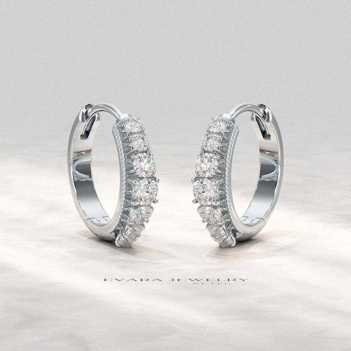 Minimalist design diamond hoop earrings crafted from lab grown diamonds.