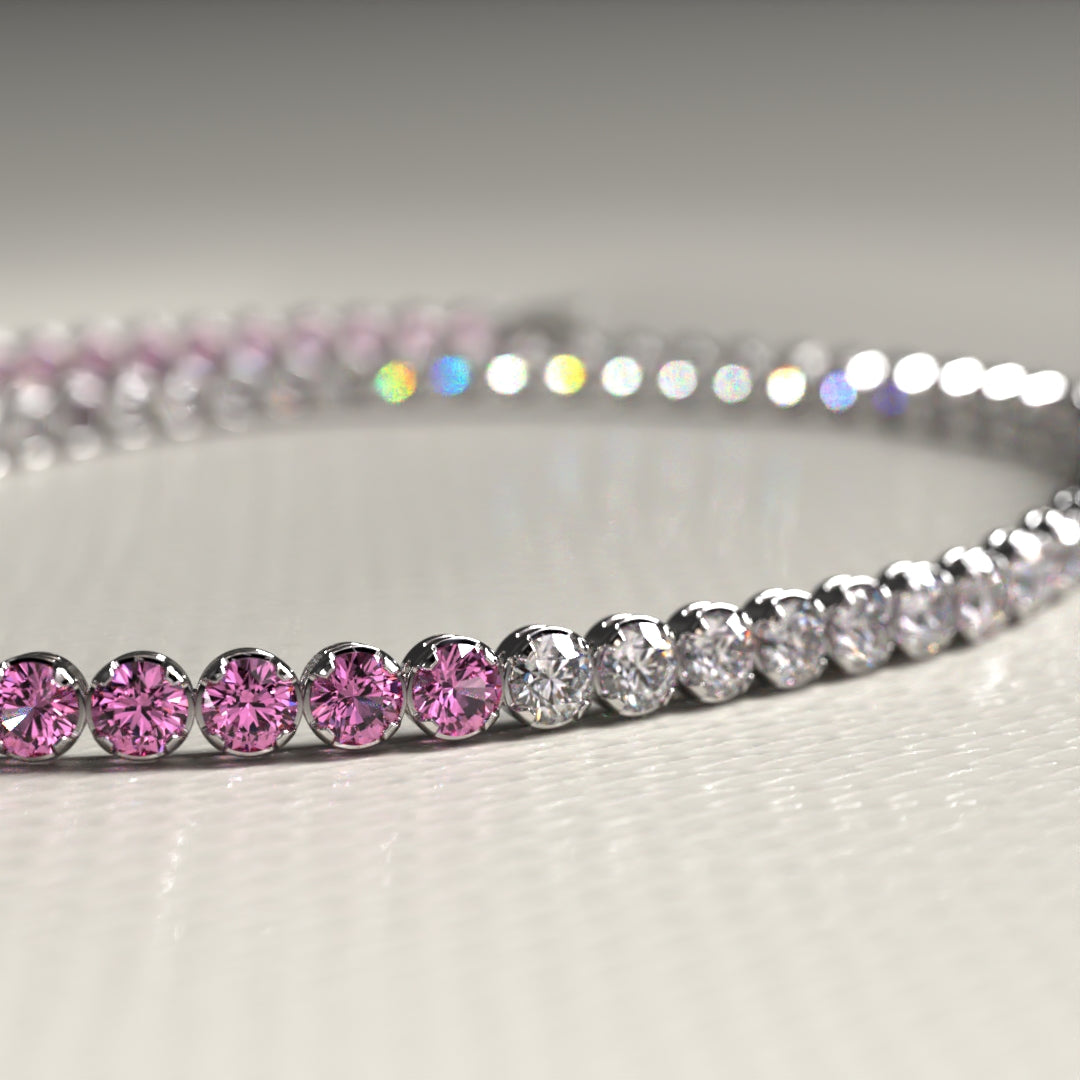 Diamond & Natural Pink Sapphire Custom 50-50 Tennis Bracelet - Evara Jewelry LLC