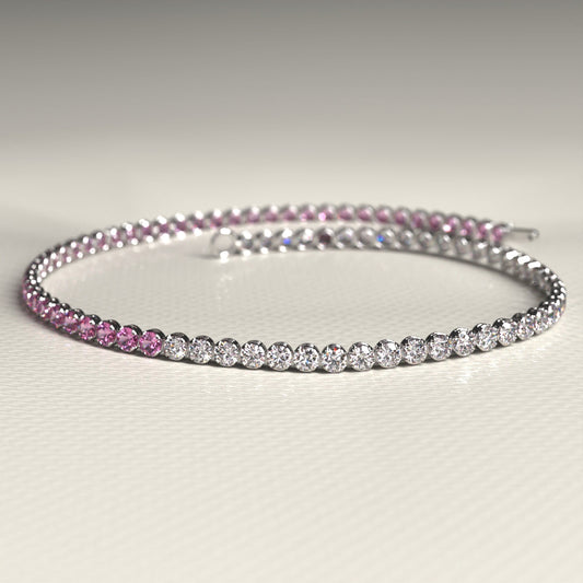 Diamond & Natural Pink Sapphire Custom 50-50 Tennis Bracelet - Evara Jewelry LLC