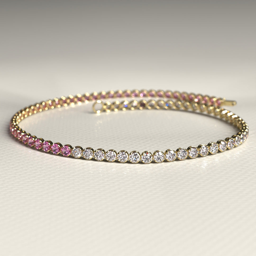 Diamond & Natural Pink Sapphire Custom 50-50 Tennis Bracelet - Evara Jewelry LLC