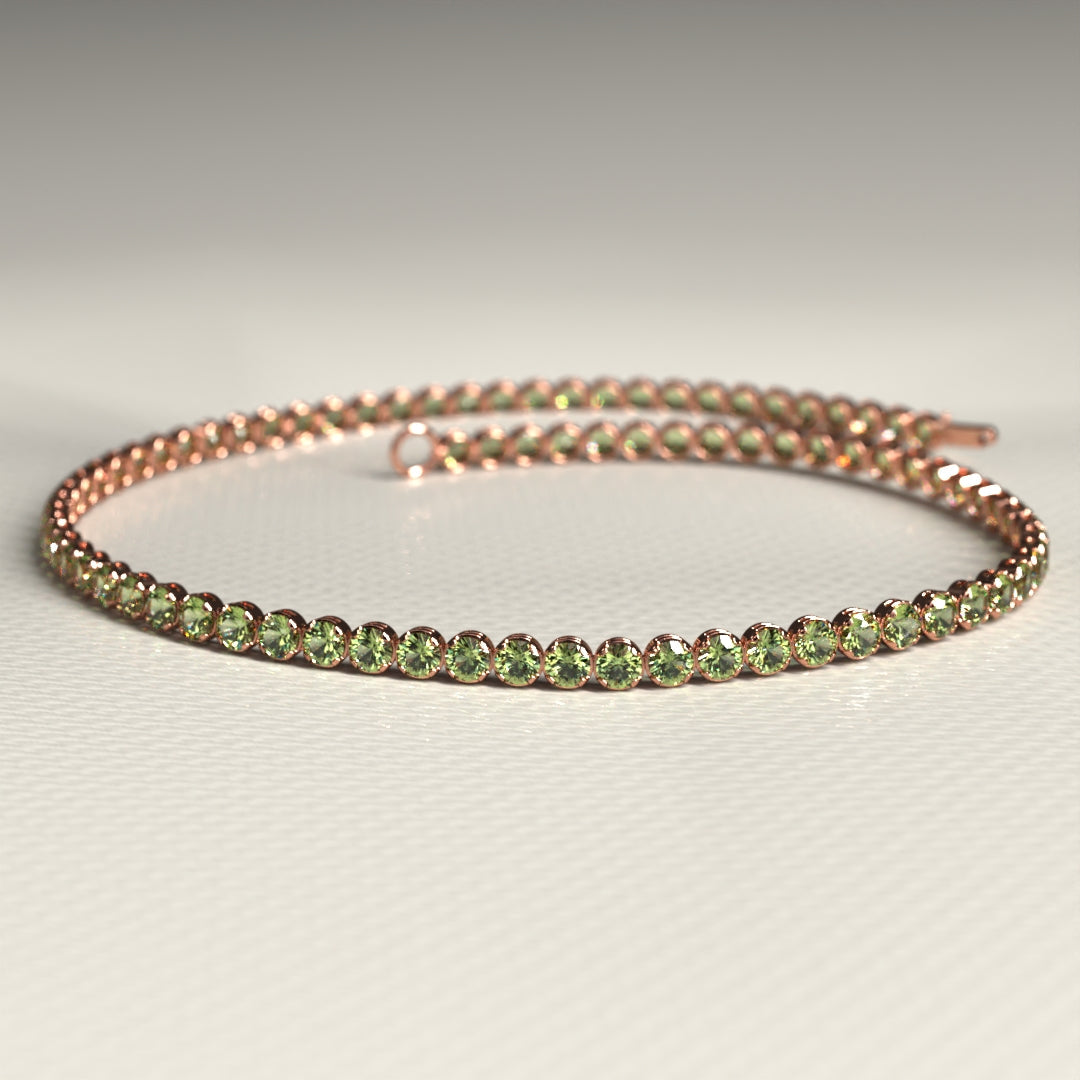 Peridot Tennis Bracelet in 14K/18K White Gold / August Birthstone Bracelet - Evara Jewelry LLC