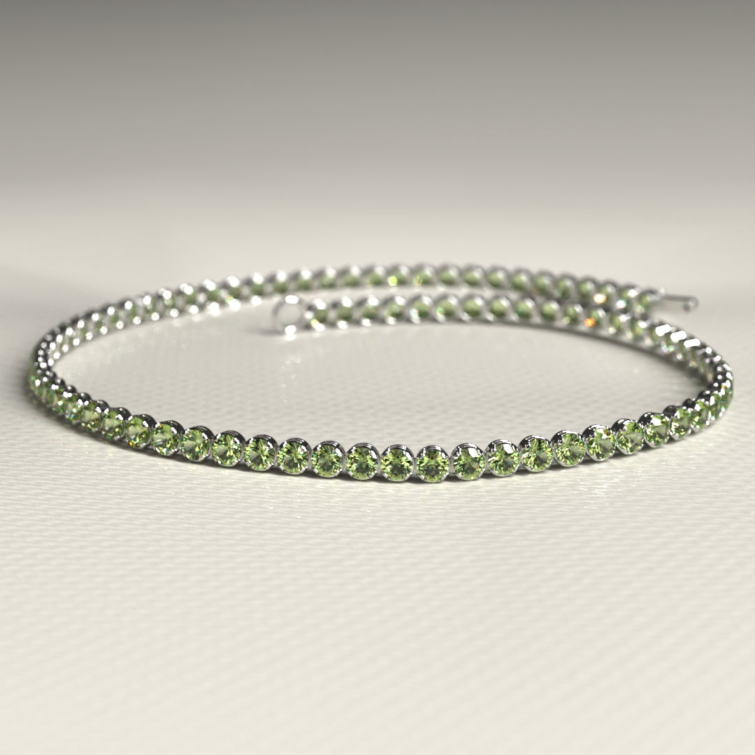 Peridot Tennis Bracelet in 14K/18K White Gold / August Birthstone Bracelet - Evara Jewelry LLC