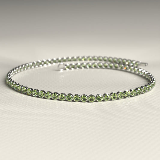 Peridot Tennis Bracelet in 14K/18K White Gold / August Birthstone Bracelet - Evara Jewelry LLC