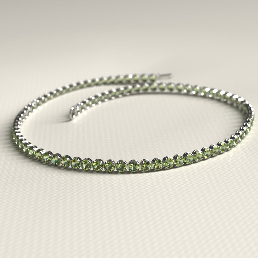 Peridot Tennis Bracelet in 14K/18K White Gold / August Birthstone Bracelet - Evara Jewelry LLC