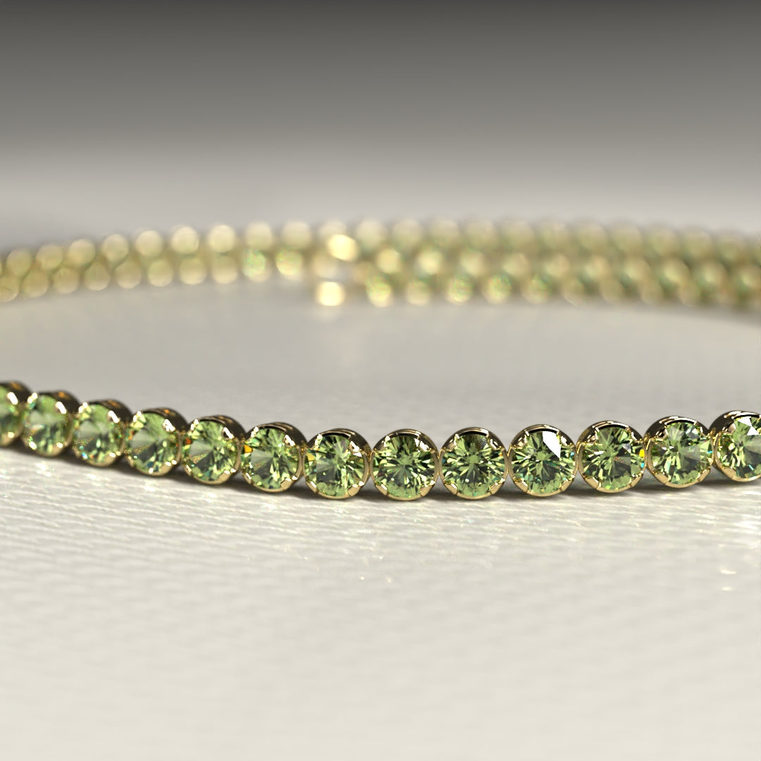 Peridot Tennis Bracelet in 14K/18K White Gold / August Birthstone Bracelet - Evara Jewelry LLC