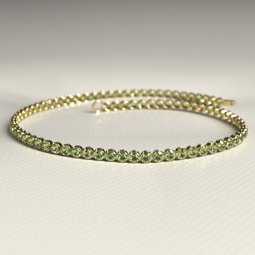 Peridot Tennis Bracelet in 14K/18K White Gold / August Birthstone Bracelet - Evara Jewelry LLC