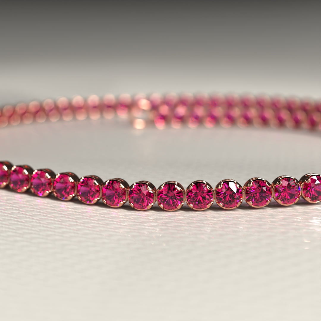 Natural Ruby Tennis Bracelet in 14K/18K Gold / July Birthstone Bracelet - Evara Jewelry LLC
