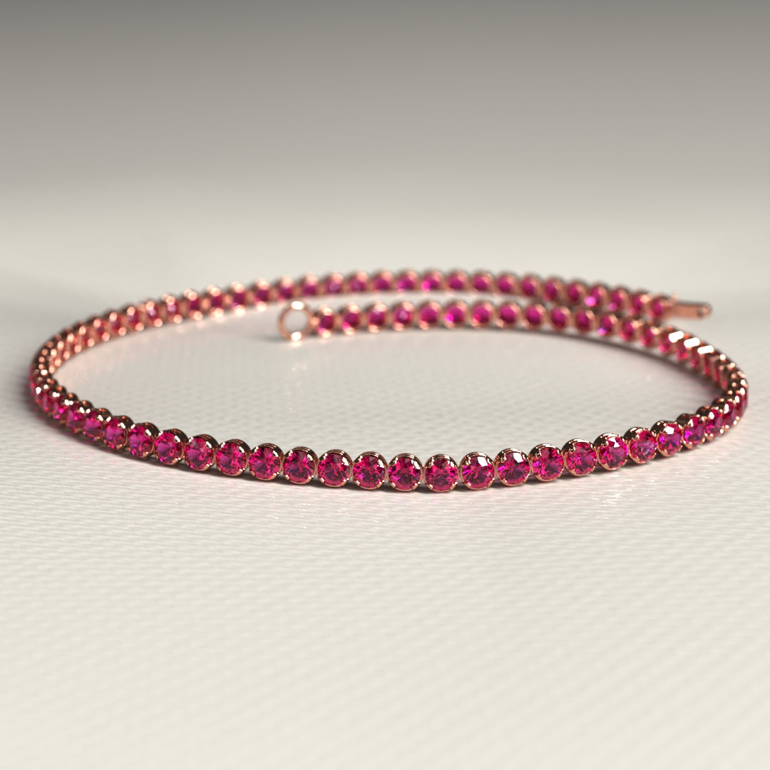 Natural Ruby Tennis Bracelet in 14K/18K Gold / July Birthstone Bracelet - Evara Jewelry LLC