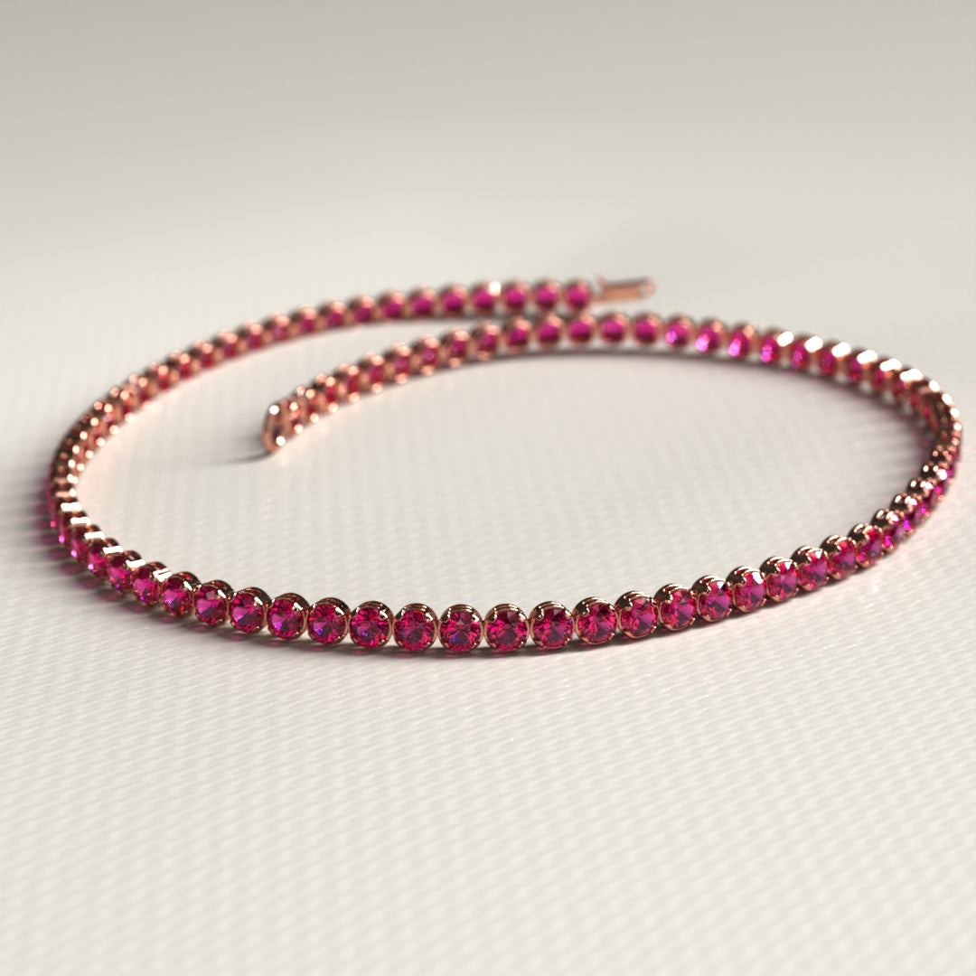 Natural Ruby Tennis Bracelet in 14K/18K Gold / July Birthstone Bracelet - Evara Jewelry LLC