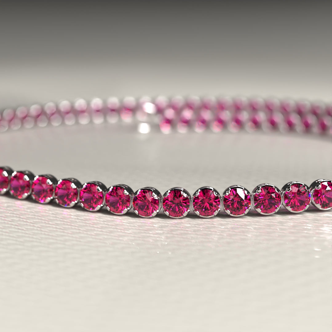 Natural Ruby Tennis Bracelet in 14K/18K Gold / July Birthstone Bracelet - Evara Jewelry LLC